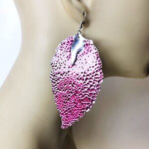 Leaf Purple Earrings Large Purple Statement Earrings